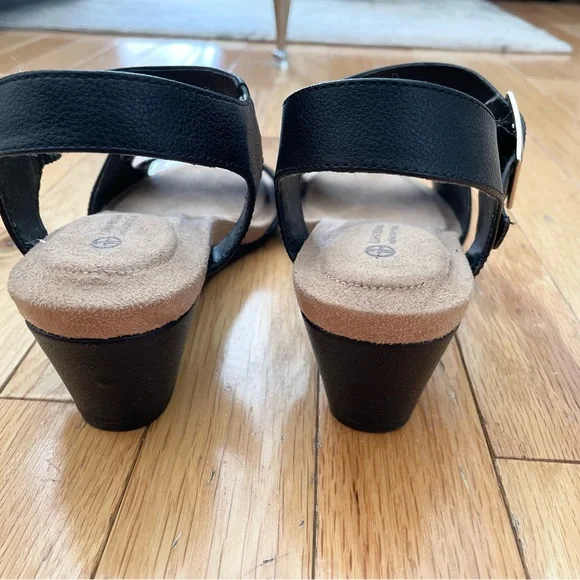 Giani Bernini Belinaa Black Memory Foam Wedge Sandals Sz 7 - Picture 4 of 8